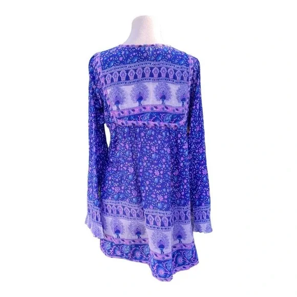 Vintage 70's India Blouse Tunic Peacock Boho Hippie Top Lightweight Geeta - Picture 8 of 13